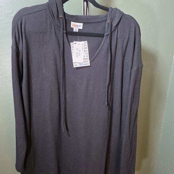 LuLaRoe Tops - LuLaRoe Eliza Black Lightweight Hoodie Top